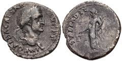 Galba. AD 68-69. AR Denarius (18mm, 3.19 g, 8h). Lugdunum (Lyon) mint. Struck November AD 68-15 January 69. IMP GALBA CAESAR AVG P P, laureate head right / AEQVITAS [AVG], Aequitas standing left, hold