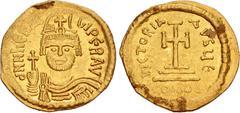 Byzantine Heraclius. 610-641. AV Solidus (20mm, 4.42 g, 6h). Constantinople mint, 5th officina. Struck 610-613. Draped and cuirassed bust facing, wearing plumed helmet and holding cross / Cross potent
