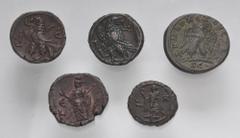 Large Lots ROMAN. Provincial. Lot of five (5) provincial tetradrachms. Includes: Antioch: Trajan Decius // Egypt: Gallienus // Salonina (2) // Maximianus. Average VF. LOT SOLD AS IS, NO RETURNS. Five 