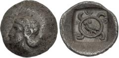 Greek DYNASTS of LYCIA. Kheriga. Circa 440-410 BC. AR Twelfth Stater (11mm, 0.73 g, 2h). Wehñte (Phellos) mint. Head of Aphrodite left / Owl standing left, head facing, in the center of a tetraskeles;