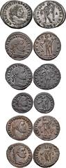 ROMAN. Imperial. Lot of Six (6) Æ Folles and Quarter Folles of Maximinus II. Includes: Serdica mint. Æ Follis. RIC VI 13B // Cyzicus mint. Æ Follis. RIC VI 43 // Æ Follis. RIC VI 61 // Siscia mint. Æ 