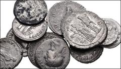 ROMAN. Imperial. Lot of Twelve (12) AR from Trajan to Trebonianus Gallus. Includes: AR Denarii: Trajan (2) // Hadrian // Antoninus Pius // Diva Faustina Senior // Septimius Severus // Geta // Severus 