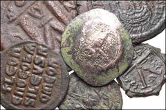 BYZANTINE. Lot of Six (6) Æ and BI from Justinian I to Alexius I. Includes: Justinian I. Æ Follis (2) // Justin II & Sophia. Æ Follis // Leo VI, the Wise. Æ Follis // Anonymous. Æ Follis // Alexius I.