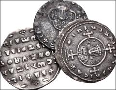 BYZANTINE. Lot of Three (3) AR Miliaresia from John I to Nicephoros III. Includes: John I Zimisces // Basil II Bulgaraktonos // Nicephoros III. Fine to VF, some scratches. LOT SOLD AS IS, NO RETURNS. 