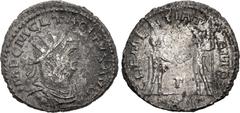 Roman Imperial Tacitus. AD 275-276. Double Antoninianus (22mm, 3.87 g, 12h). Antioch mint, 3rd officina. 3rd emission, January-June AD 276. Radiate, draped, and cuirassed bust right / Tacitus standing
