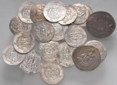 Large Lots ISLAMIC. Lot of twenty (20) mostly AR Hemidrachms of Tabaristan. Includes: Tabaristan. AR Hemidrachm (18) // lot also includes one (1) Sasanian AR Drachm and one (1) Arab-Sasanian AR Drachm