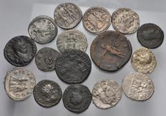 Large Lots ROMAN. Imperial. Lot of sixteen (16) primarily 3rd century Antoninianii. Includes: primarily Valerian-Gallienus and family as well as Gallic Empire, also: a denarius of Julia Soaemias and s
