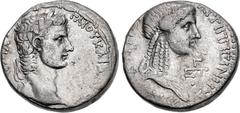 Roman Provincial SELEUCIS and PIERIA, Antioch. Gaius (Caligula), with Agrippina Senior. AD 37-41. AR Tetradrachm (25mm, 14.84 g, 12h). Dated RY 3 of Caligula (38/9). Laureate head of Caligula right / 