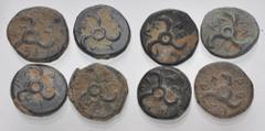 Large Lots GREEK. Asia Minor. Lot of eight (8) Dynasts of Lycia, Perikles bronze issues. All coins: SNG von Aulock 4257–8. Average VF, deposits. LOT SOLD AS IS, NO RETURNS. Eight (8) coins in lot.