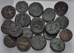 Large Lots CENTRAL ASIAN. Ancient India. Lot of nineteen (19) mostly Kushan Æ Tetradrachms. Includes: various types. Fair to Fine. LOT SOLD AS IS, NO RETURNS. Nineteen (19) coins in lot.