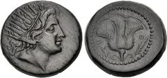 Greek ISLANDS off CARIA, Rhodos. Rhodes. Circa 88 BC. Æ (27.5mm, 16.57 g, 12h). Radiate head of Helios right / Rose; akrostolion to left, palm frond to right. Ashton, Coinage 1–10 var. (unlisted dies)