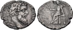 Roman Imperial Pertinax. AD 193. AR Denarius (18mm, 2.38 g, 12h). Alexandria mint. Laureate head right / Ops seated left, holding two grain ears and resting hand on seat of throne. RIC IV 8a; Lempereu