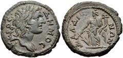 LYDIA, Daldis. Pseudo-autonomous issue. 3rd century AD. Æ (20mm, 5.86 g, 5h). Laureate bust of Demos right, slight drapery on far shoulder / Tyche standing left, holding rudder and cornucopia. BMC 8; 