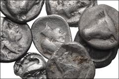 GREEK. Miscellaneous. Lot of Eight (8) AR Fractions from Macedon to Corinthia. Includes: MACEDON, Eion. AR Trihemiobol // THESALLY, Larissa. AR Hemidrachm // AKARNANIA, Leukas. AR Drachm // PHOKIS, Fe