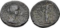 Roman Provincial PAMPHYLIA, Side. Plautilla. Augusta, AD 202-205. Æ (24mm, 8.54 g, 12h). CЄBACTH ΠΛAYTIΛΛA, draped bust right / CIΔHTΩN, Athena, helmeted, standing facing, head left, holding Nike and 