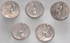 Large Lots GREEK. Levant & the Near East. Lot of five (5) Seleukid AR Tetradrachms. Includes: various. Average Fine. LOT SOLD AS IS, NO RETURNS. Five (5) coins in lot.