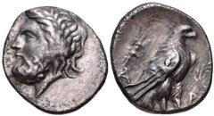 ELIS, Olympia. 131st-132nd Olympiad. 256/2 BC. AR Stater (23mm, 11.18 g, 1h). Laureate head of Zeus left / Eagle standing right with folded wings; thunderbolt to left, wreath to right. Seltman, Temple