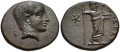 LYDIA, Uncertain. Gamerses. Satrap, early 4th century BC. Æ (13mm, 1.66 g, 12h). Youthful head right, wearing short hair with long braid, earring, and necklace / [ΓAM]EPΣ[OY] down right field, Zeus Aë
