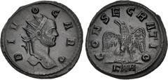 Roman Imperial Divus Carus. Died AD 283. Antoninianus (22mm, 3.28 g, 11h). Rome mint, 1st officina. 5th emission, phase 4 under Carinus and Numerian, October-November AD 284. Radiate head right / Eagl