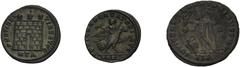 Roman Imperial Licinius I. AD 308-324. Lot of three (3) Æ Folles. Includes: 1) (17mm, 3.35 g, 12h). Arelate (Arles) mint, 1st officina. Struck AD 319. Laureate and cuirassed bust right / Licinius, hol