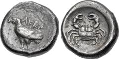 Greek SICILY, Akragas. Circa 495-485 BC. AR Didrachm (19mm, 8.18 g, 4h). Sea eagle standing left / Crab within incuse circle. Westermark, Coinage, Period I, Group II, 131 (O54/R83); HGC 2, 93; SNG ANS