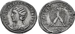 Roman Provincial SELEUCIS and PIERIA, Antioch. Otacilia Severa. Augusta, AD 244-249. BI Tetradrachm (27.5mm, 10.23 g, 6h). Struck AD 244. Draped bust left, wearing stephane, set on crescent below bust