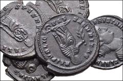 ROMAN. Imperial. Lot of Five (5) Æ Folles from Helena to Fausta. Includes: Helena (1) // Fausta (4). All from Treveri (Trier) mint. Good VF to EF, dark brown patina. LOT SOLD AS IS, NO RETURNS. Five (