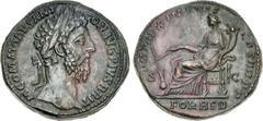 Commodus. AD 177-192. Æ Sestertius (32mm, 26.87 g, 12h). Rome mint. Struck AD 185. M COMMODVS ANT ON AVG PIVS BRIT, laureate head right / P M TR P X IMP VII COS IIII P P, S C across field, FOR RED in 