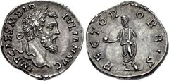 Didius Julianus. AD 193. AR Denarius (17mm, 3.41 g, 6h). Rome mint. IMP CAES M DID IVLIAN AVG, laureate head right / RECTOR ORBIS, Didius Julianus, togate, standing left, holding globe in outstretched