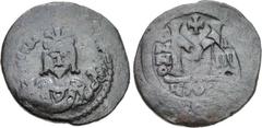 Heraclius. 610-641. Æ Follis (32mm, 13.91 g, 6h). Jerusalem mint. Dated RY 4 (613/4). [D n] hЄRAC [PP AVG], crowned bust facing, wearing consular robes and holding mappa in right hand and eagle-tipped