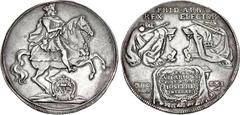 GERMANY, Sachsen-Albertinische Linie. Friedrich August I. Elector, 1694-1733. AR Taler (45mm, 29.02 g, 4h). On the Vicariate. Dresden mint. Dated 1711. King mounted on horseback right; coat of arms be