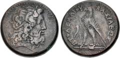 Greek PTOLEMAIC KINGS of EGYPT. Ptolemy III Euergetes. 246-222 BC. Æ Triobol (34.5mm, 36.22 g, 12h). Alexandreia mint. Series 5A. Horned head of Zeus-Ammon right, wearing tainia with basileion / Eagle