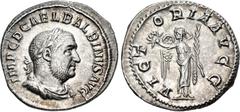 Roman Imperial Balbinus. AD 238. AR Denarius (19mm, 2.84 g, 6h). Rome mint. 1st emission. Laureate, draped, and cuirassed bust right / Victory standing left, holding wreath and palm frond. RIC IV 8; B
