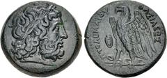Greek PTOLEMAIC KINGS of EGYPT. Ptolemy II Philadelphos. 285-246 BC. Æ (27mm, 17.27 g, 12h). Uncertain mint in Sicily. Struck circa 264–263 BC. Laureate head of Zeus right; dotted border / Eagle, wing