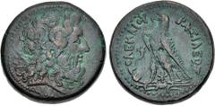 Greek PTOLEMAIC KINGS of EGYPT. Ptolemy III Euergetes. 246-222 BC. Æ Triobol (35mm, 35..02 g, 12h). Alexandreia mint. Series 5B. Diademed head of Zeus-Ammon right / Eagle, wings closed, standing left 
