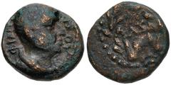 JUDAEA, Herodians. Herod IV Philip. 4 BCE-34 CE. Æ (11mm, 1.56 g, 12h). Caesarea Philippi (Panias) mint. Dated CY 34 (30/1 CE). Bare head of Herod Philip right / L ΛΔ within wreath. Meshorer 108; Hend