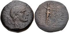 SELEUKID KINGS of SYRIA. Timarchos. Usurper, 164-161 BC. Æ (34mm, 34.50 g, 7h). Ekbatana mint. Diademed head right / Nike advancing left, holding wreath and palm. SC 1598; HGC 9, 769. Near VF, dark br