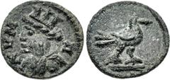 Roman Provincial AEOLIS, Cyme. temp. Valerian I to Gallienus. AD 253-260. Æ (12.5mm, 1.21 g, 6h). Turreted and draped bust of Tyche left, seen from the front / Eagle standing right, wings closed. Pugl