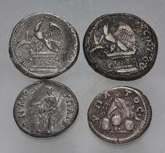 Large Lots ROMAN. Provincial. Lot of four (4) silver issues. Includes: Cappadocia, Caesarea-Eusebia. Trajan. AR Didrachm // Marcus Aurelius. AR Didrachm // Syria, Antioch. Vespasian. AR Tetradrachm //