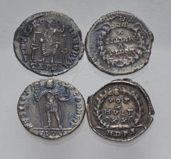 Large Lots ROMAN. Imperial. Lot of four (4) AR Siliquae. Includes: Julian II // Valentinian I // Gratian // Valentinian II. Average Near VF, one flan crack. LOT SOLD AS IS, NO RETURNS. Four (4) coins 