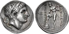 Greek KINGS of MACEDON. Demetrios I Poliorketes. 306-283 BC. AR Tetradrachm (31.5mm, 17.05 g, 3h). Amphipolis mint. Struck circa 289-288 BC. Diademed and horned head right / BAΣIΛEΩΣ ΔHMHTPIOY, Poseid