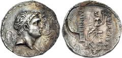 Greek SELEUKID EMPIRE. Demetrios I Soter. 162-150 BC. AR Tetradrachm (29.5mm, 16.70 g, 1h). Seleukeia on the Tigris mint. Struck circa 161-150 BC. Jugate heads right of Demetrios, wearing diadem, and 