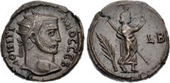 The Beniak Collection of Alexandrian Coinage EGYPT, Alexandria. Domitius Domitianus. Usurper, AD 297-298. Potin Octodrachm(?) (22mm, 8.52 g, 11h). Dated RY 2 (AD 297/8). ΔOMITI ANOC CЄB, radiate head 