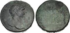 Roman Imperial Trajan. AD 98-117. Æ Sestertius (32.5mm, 27.45 g, 6h). Rome mint. Struck circa AD 112-summer 114. IMP CAES NERVAE TRAIANO AVG GER DAC P M TR P COS VI P P, laureate bust right, slight dr