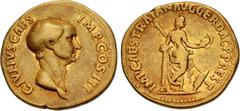 Roman Imperial Trajan. AD 98-117. AV Aureus (19mm, 7.18 g, 6h). Restored issue of Julius Caesar. Rome mint. Struck circa AD 107 or AD 112/113. C • IVLIVS • CAES IMP • COS III, bare head of Julius Caes