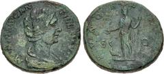 Roman Imperial Manlia Scantilla. Augusta, AD 193. Æ Sestertius (29mm, 21.47 g, 12h). Rome mint. Struck under Didius Julianus. MANLIA SCAN TILLA AVG, draped bust right / IVNO REG[INA], Juno, draped, st
