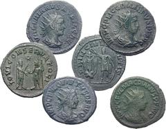 Roman Imperial Collection of 6 Antoniniani of Valerian I and II, Gallienus, Macrianus and Quietus from the mint of Samosata. Antoniniani. Includes the following: Valerian I (2 coins) // Valerian II (1