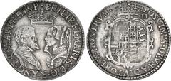 British TUDOR. Philip & Mary. 1554-1558. AR Shilling (31mm, 6.34 g, 10h). Tower (London) mint. Confronted busts of Philip, armored, and Mary, veiled; crown above / Crowned coat-of-arms; X II (mark of 