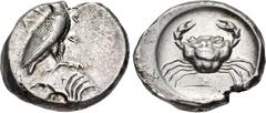 Greek SICILY, Akragas. Circa 480/78-470 BC. AR Didrachm (21.5mm, 8.65 g, 7h). Sea eagle standing right / Crab; A below. Westermark, Coinage, Period I, Group IV, 238 (O83/R161); HGC 2, 97; BMC 32 = Jen