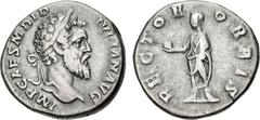 Roman Imperial Didius Julianus. AD 193. AR Denarius (17mm, 3.24 g, 12h). Rome mint. Laureate head right / Didius Julianus standing left, holding globe and volumen. RIC IV 3; RSC 15. Toned. VF. From th